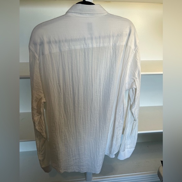 Zara White Wrinkle Pleated Button Down Shirt - XL - Picture 6 of 7